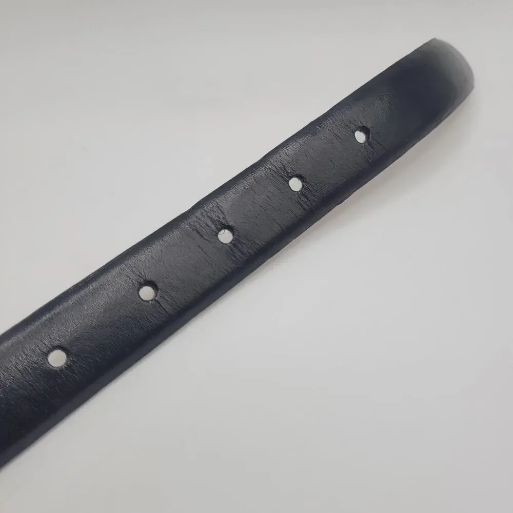Perry Ellis Belt Small Black Leather Slim Minimalist Tailored 90s Elevated Retro